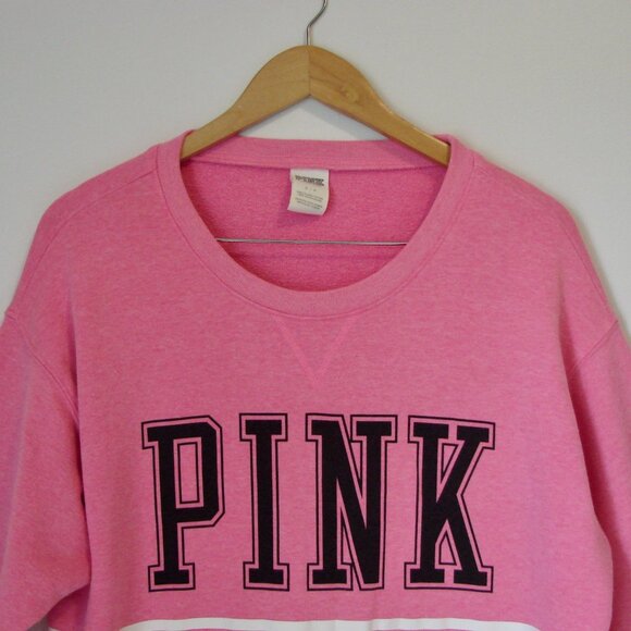 PINK Victoria's Secret Pink Logo Crew Sweatshirt Top Long Sleeve Size Small - Picture 2 of 11